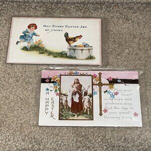 Vintage Postcards  1916 Easter WHITNEY MADE 1 unused & One with 1 Cent Stamp
